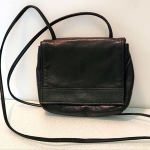 80s vintage Woodward navy mini crossbody bag w‎ snake skin detailing.